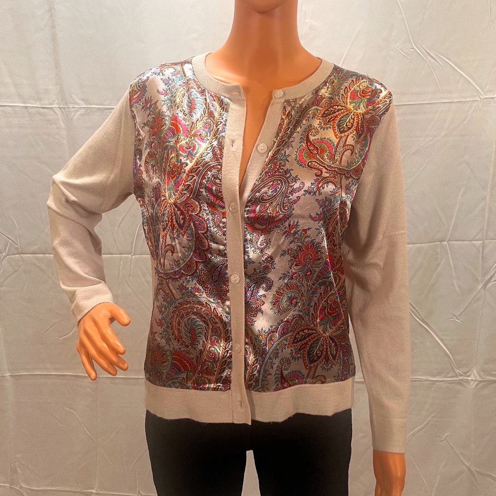 Sioni cardigan with beautiful paisley front, size M